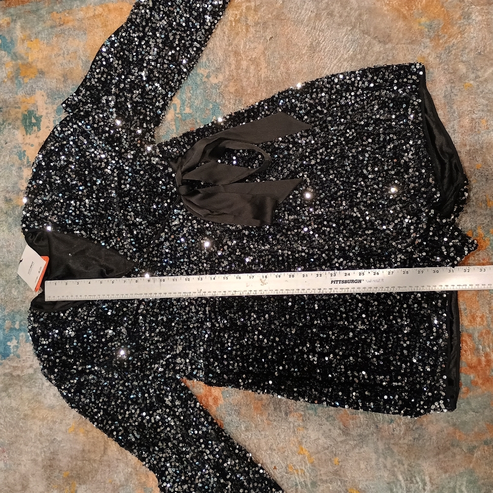 NWT Extro&Vert Sparkling Black Sequin Romper Shorts Size XXL - Picture 12 of 14